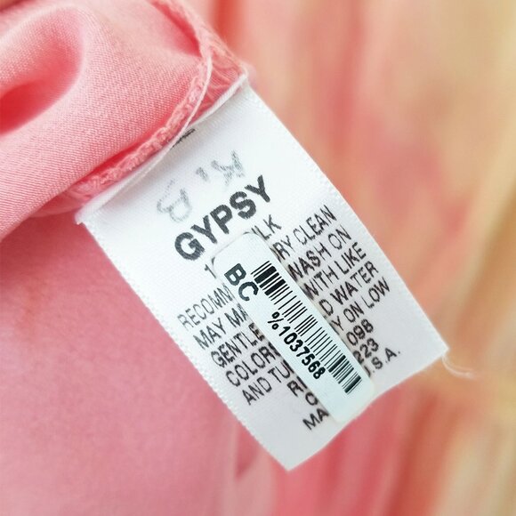 Gypsy 05 100% Silk Flutter Mini Dress Sunset Ombre Fairy Romantic Coquette Beach - Picture 10 of 16